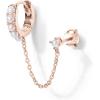imagePAVOI 14K Gold Chain Earrings for Women  Double Piercing Dangle Chain Huggie Hoop Earrings  Cubic Zirconia Pearl Stud Ear Cuff Earrings for WomenRose Gold