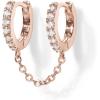 imagePAVOI 14K Gold Chain Earrings for Women  Double Piercing Dangle Chain Huggie Hoop Earrings  Cubic Zirconia Pearl Stud Ear Cuff Earrings for WomenRose Gold