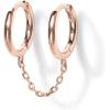 imagePAVOI 14K Gold Chain Earrings for Women  Double Piercing Dangle Chain Huggie Hoop Earrings  Cubic Zirconia Pearl Stud Ear Cuff Earrings for WomenRose Gold