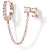 imagePAVOI 14K Gold Chain Earrings for Women  Double Piercing Dangle Chain Huggie Hoop Earrings  Cubic Zirconia Pearl Stud Ear Cuff Earrings for WomenRose Gold