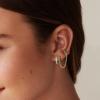 imagePAVOI 14K Gold Chain Earrings for Women  Double Piercing Dangle Chain Huggie Hoop Earrings  Cubic Zirconia Pearl Stud Ear Cuff Earrings for WomenRose Gold