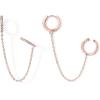 imagePAVOI 14K Gold Chain Earrings for Women  Double Piercing Dangle Chain Huggie Hoop Earrings  Cubic Zirconia Pearl Stud Ear Cuff Earrings for WomenRose Gold