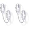 imagePAVOI 14K Gold Chain Earrings for Women  Double Piercing Dangle Chain Huggie Hoop Earrings  Cubic Zirconia Pearl Stud Ear Cuff Earrings for WomenWhite Gold