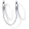 imagePAVOI 14K Gold Chain Earrings for Women  Double Piercing Dangle Chain Huggie Hoop Earrings  Cubic Zirconia Pearl Stud Ear Cuff Earrings for WomenWhite Gold