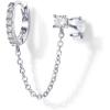 imagePAVOI 14K Gold Chain Earrings for Women  Double Piercing Dangle Chain Huggie Hoop Earrings  Cubic Zirconia Pearl Stud Ear Cuff Earrings for WomenWhite Gold