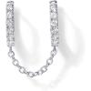 imagePAVOI 14K Gold Chain Earrings for Women  Double Piercing Dangle Chain Huggie Hoop Earrings  Cubic Zirconia Pearl Stud Ear Cuff Earrings for WomenWhite Gold
