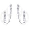 imagePAVOI 14K Gold Chain Earrings for Women  Double Piercing Dangle Chain Huggie Hoop Earrings  Cubic Zirconia Pearl Stud Ear Cuff Earrings for WomenWhite Gold