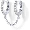 imagePAVOI 14K Gold Chain Earrings for Women  Double Piercing Dangle Chain Huggie Hoop Earrings  Cubic Zirconia Pearl Stud Ear Cuff Earrings for WomenWhite Gold