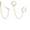 imagePAVOI 14K Gold Chain Earrings for Women  Double Piercing Dangle Chain Huggie Hoop Earrings  Cubic Zirconia Pearl Stud Ear Cuff Earrings for WomenYellow Gold