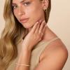 imagePAVOI 14K Gold Chain Earrings for Women  Double Piercing Dangle Chain Huggie Hoop Earrings  Cubic Zirconia Pearl Stud Ear Cuff Earrings for WomenYellow Gold