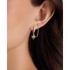imagePAVOI 14K Gold Chain Earrings for Women  Double Piercing Dangle Chain Huggie Hoop Earrings  Cubic Zirconia Pearl Stud Ear Cuff Earrings for WomenYellow Gold