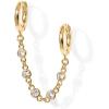 imagePAVOI 14K Gold Chain Earrings for Women  Double Piercing Dangle Chain Huggie Hoop Earrings  Cubic Zirconia Pearl Stud Ear Cuff Earrings for WomenYellow Gold