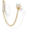 imagePAVOI 14K Gold Chain Earrings for Women  Double Piercing Dangle Chain Huggie Hoop Earrings  Cubic Zirconia Pearl Stud Ear Cuff Earrings for WomenYellow Gold