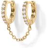 imagePAVOI 14K Gold Chain Earrings for Women  Double Piercing Dangle Chain Huggie Hoop Earrings  Cubic Zirconia Pearl Stud Ear Cuff Earrings for WomenYellow Gold