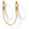 imagePAVOI 14K Gold Chain Earrings for Women  Double Piercing Dangle Chain Huggie Hoop Earrings  Cubic Zirconia Pearl Stud Ear Cuff Earrings for WomenYellow Gold