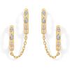 imagePAVOI 14K Gold Chain Earrings for Women  Double Piercing Dangle Chain Huggie Hoop Earrings  Cubic Zirconia Pearl Stud Ear Cuff Earrings for WomenYellow Gold