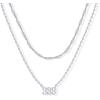 imagePAVOI 14K Gold Plated Angel Number Pendant Layering Necklace for Women  999 Lucky Numerology Singapore Chain NecklaceWhite Gold