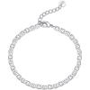 imagePAVOI 14K Gold Plated Beaded Cuban Cubic Zirconia Simulated Diamond Station Infinity Chain Bracelets for Women  Adjustable Chain BraceletWhite Gold