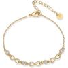imagePAVOI 14K Gold Plated Beaded Cuban Cubic Zirconia Simulated Diamond Station Infinity Chain Bracelets for Women  Adjustable Chain BraceletYellow Gold
