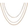 imagePAVOI 14K Gold Plated Dainty Layering Necklaces for Women  Snake Chain Curb Link Paperclip Layered Chains  Trendy Layering NecklaceRose Gold