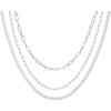 imagePAVOI 14K Gold Plated Dainty Layering Necklaces for Women  Snake Chain Curb Link Paperclip Layered Chains  Trendy Layering NecklaceWhite Gold
