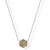 imagePAVOI 14K Gold Plated Gemstone Pendant Necklace  Dainty Chain Necklaces for Women  Amethyst Onyx Green Fluorite Labradorite Pearl Rose Quartz Agate Sodalite Turquoise Gemstone PendantsWhite Gold