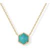 imagePAVOI 14K Gold Plated Gemstone Pendant Necklace  Dainty Chain Necklaces for Women  Amethyst Onyx Green Fluorite Labradorite Pearl Rose Quartz Agate Sodalite Turquoise Gemstone PendantsYellow Gold