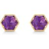 imagePAVOI 14K Gold Plated Hexagon Gemstone Stud Earrings for Women  Natural Birthstone Earring PairAmethyst