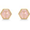 imagePAVOI 14K Gold Plated Hexagon Gemstone Stud Earrings for Women  Natural Birthstone Earring PairRose Quartz
