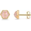imagePAVOI 14K Gold Plated Hexagon Gemstone Stud Earrings for Women  Natural Birthstone Earring PairRose Quartz
