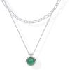 imagePAVOI 14K Gold Plated Layered Necklaces for Women  Gemstone Pendant Figaro Chain Necklace  Carnelian Green Aventurine Malachite Layering NecklaceWhite Gold