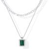 imagePAVOI 14K Gold Plated Layered Necklaces for Women  Gemstone Pendant Figaro Chain Necklace  Carnelian Green Aventurine Malachite Layering NecklaceWhite Gold