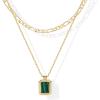 imagePAVOI 14K Gold Plated Layered Necklaces for Women  Gemstone Pendant Figaro Chain Necklace  Carnelian Green Aventurine Malachite Layering NecklaceYellow Gold