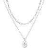 imagePAVOI 14K Gold Plated Layering Necklaces  Stylish Minimalist Design Pendant Necklaces  Bar Circle Lotus Disc Dog Tag Horizontal Bar Pendants for WomenWhite Gold