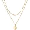 imagePAVOI 14K Gold Plated Layering Necklaces  Stylish Minimalist Design Pendant Necklaces  Bar Circle Lotus Disc Dog Tag Horizontal Bar Pendants for WomenYellow Gold