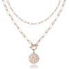 imagePAVOI 14K Gold Plated Layering Necklaces  Stylish Minimalist Design Pendant Necklaces  Bar Circle Lotus Disc Dog Tag Horizontal Bar Pendants for WomenRose Gold