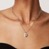 imagePAVOI 14K Gold Plated Layering Necklaces  Stylish Minimalist Design Pendant Necklaces  Bar Circle Lotus Disc Dog Tag Horizontal Bar Pendants for WomenWhite Gold