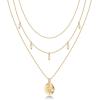 imagePAVOI 14K Gold Plated Layering Necklaces  Stylish Minimalist Design Pendant Necklaces  Bar Circle Lotus Disc Dog Tag Horizontal Bar Pendants for WomenYellow Gold