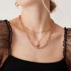 imagePAVOI 14K Gold Plated Layering Necklaces  Stylish Minimalist Design Pendant Necklaces  Bar Circle Lotus Disc Dog Tag Horizontal Bar Pendants for WomenRose Gold