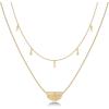 imagePAVOI 14K Gold Plated Layering Necklaces  Stylish Minimalist Design Pendant Necklaces  Bar Circle Lotus Disc Dog Tag Horizontal Bar Pendants for WomenYellow Gold