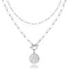 imagePAVOI 14K Gold Plated Layering Necklaces  Stylish Minimalist Design Pendant Necklaces  Bar Circle Lotus Disc Dog Tag Horizontal Bar Pendants for WomenWhite Gold