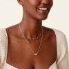 imagePAVOI 14K Gold Plated Layering Necklaces  Stylish Minimalist Design Pendant Necklaces  Bar Circle Lotus Disc Dog Tag Horizontal Bar Pendants for WomenRose Gold