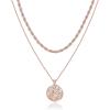 imagePAVOI 14K Gold Plated Layering Necklaces  Stylish Minimalist Design Pendant Necklaces  Bar Circle Lotus Disc Dog Tag Horizontal Bar Pendants for WomenRose Gold