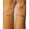 imagePAVOI 14K Gold Plated Matching Heart Charms Solitaire Bracelet Set for Women  Adjustable Love Friendship Two Bracelet Pack2Piece Set
