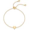imagePAVOI 14K Gold Plated Matching Heart Charms Solitaire Bracelet Set for Women  Adjustable Love Friendship Two Bracelet Pack2Piece Set
