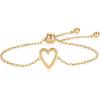 imagePAVOI 14K Gold Plated Matching Heart Charms Solitaire Bracelet Set for Women  Adjustable Love Friendship Two Bracelet Pack2Piece Set