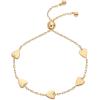 imagePAVOI 14K Gold Plated Matching Heart Charms Solitaire Bracelet Set for Women  Adjustable Love Friendship Two Bracelet PackHearts