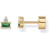 imagePAVOI 14K Gold Plated Sterling Silver Posts Colored Birthstone Flatback Stud Earrings for Women  Gemstone Cubic Zirconia Screwback Earrings  Dainty Helix Cartilage Piercing JewelryMay  Emerald