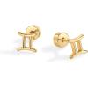 imagePAVOI 14K Gold Plated Sterling Silver Posts Zodiac Sign Flat Back Earring Studs  Birthday Gift for Women  Astrology Earring PairGemini