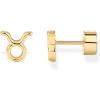 imagePAVOI 14K Gold Plated Sterling Silver Posts Zodiac Sign Flat Back Earring Studs  Birthday Gift for Women  Astrology Earring PairTaurus